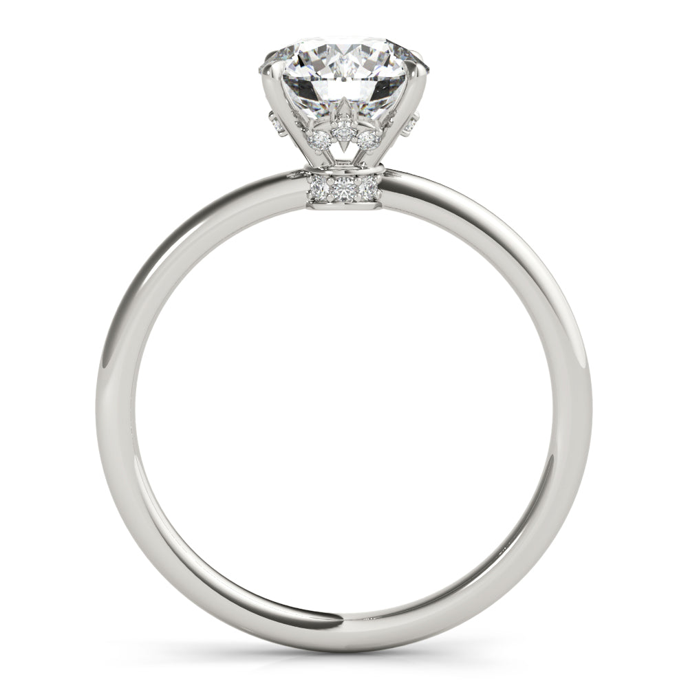 LUMEO Round Hidden Halo Diamond Engagement Ring Side View in Platinum 