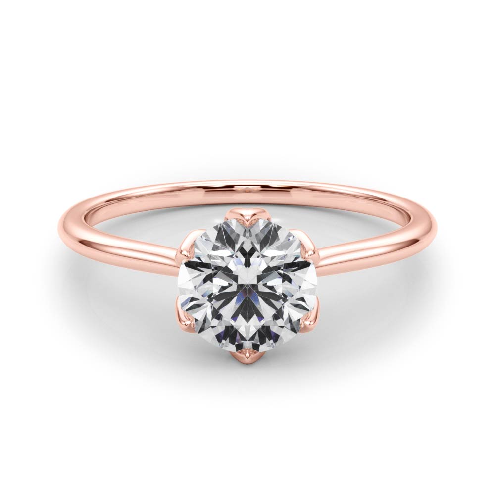 LUMEO Tulip Round Solitaire Engagement Ring 