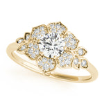 LUMEO Round Halo Diamond Engagement Ring Front View in 18k Solid Yellow Gold 