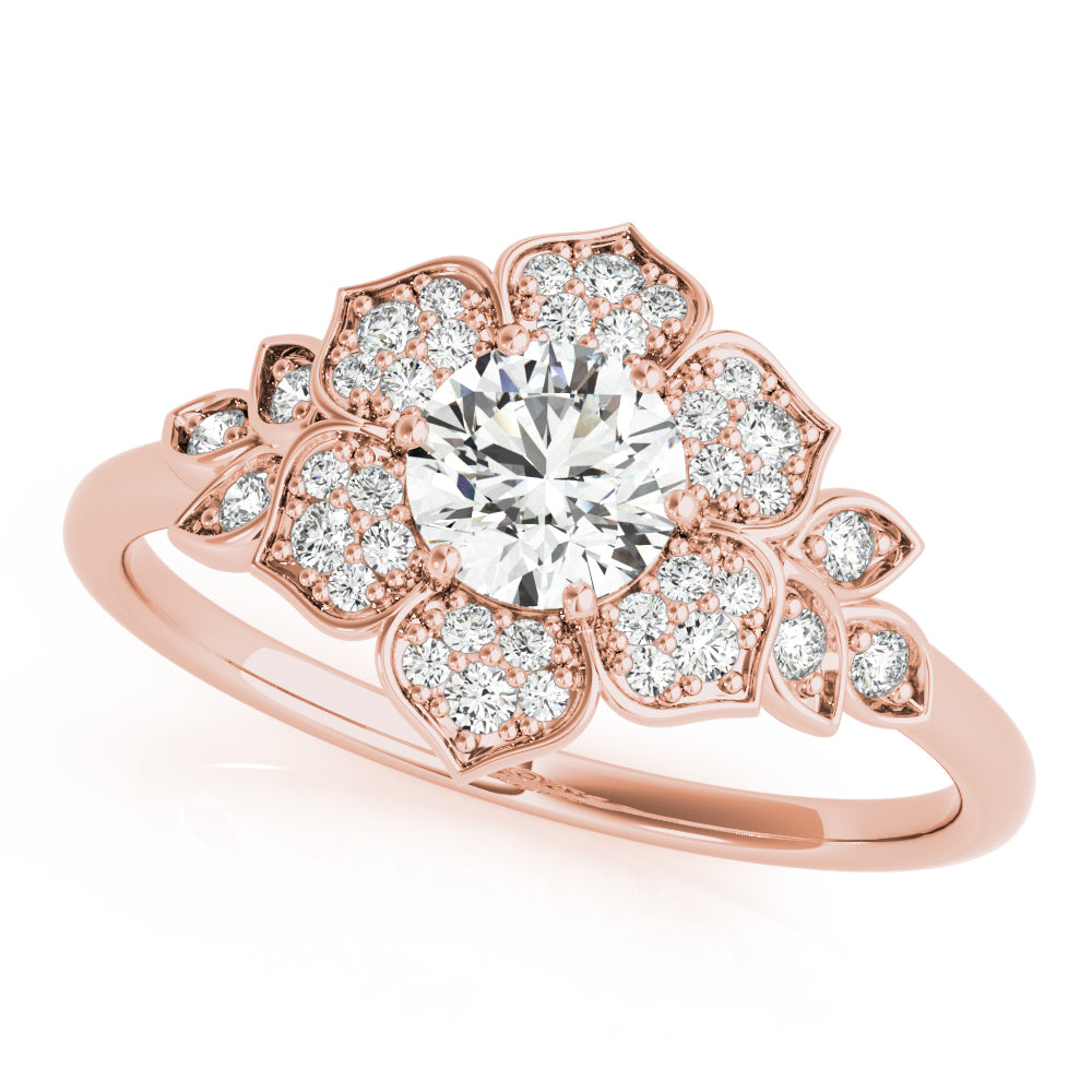 LUMEO Round Halo Diamond Engagement Ring Front View in 18k Solid Rose Gold 