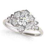 LUMEO Round Halo Diamond Engagement Ring Front View in Platinum 