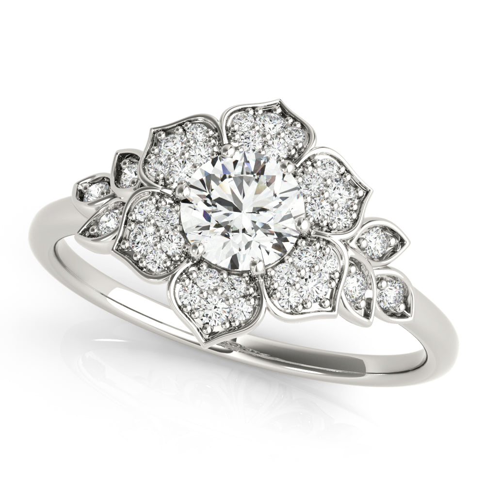 LUMEO Round Halo Diamond Engagement Ring Front View in Platinum 