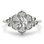 LUMEO Round Halo Diamond Engagement Ring Set in Platinum 