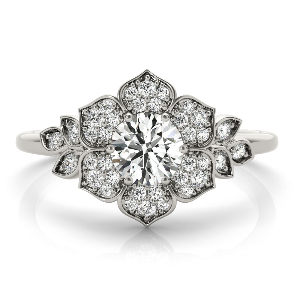 LUMEO Round Halo Diamond Engagement Ring Set in Platinum 