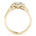 LUMEO Round Halo Diamond Engagement Ring Side View in 18k Solid Yellow Gold 