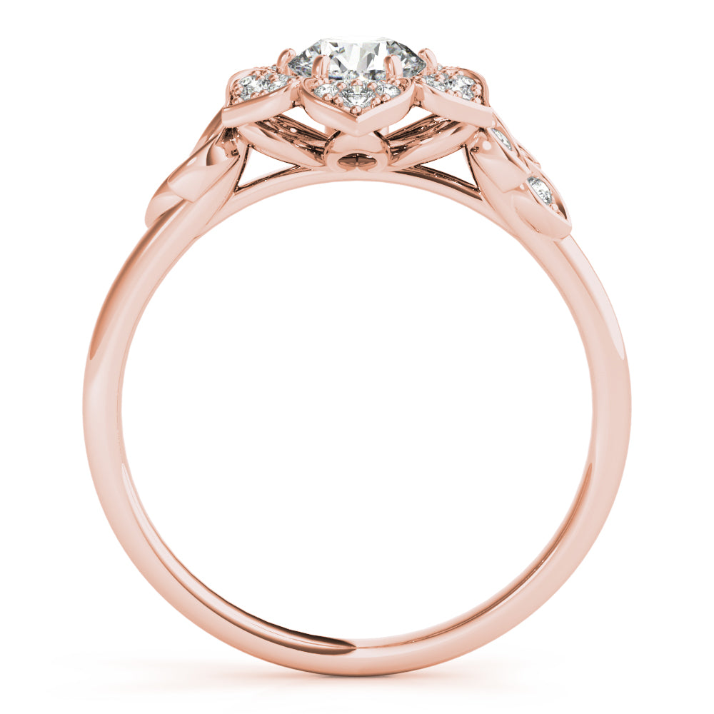 LUMEO Round Halo Diamond Engagement Ring Side View in 18k Solid Rose Gold 