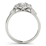 LUMEO Round Halo Diamond Engagement Ring Side View in Platinum 