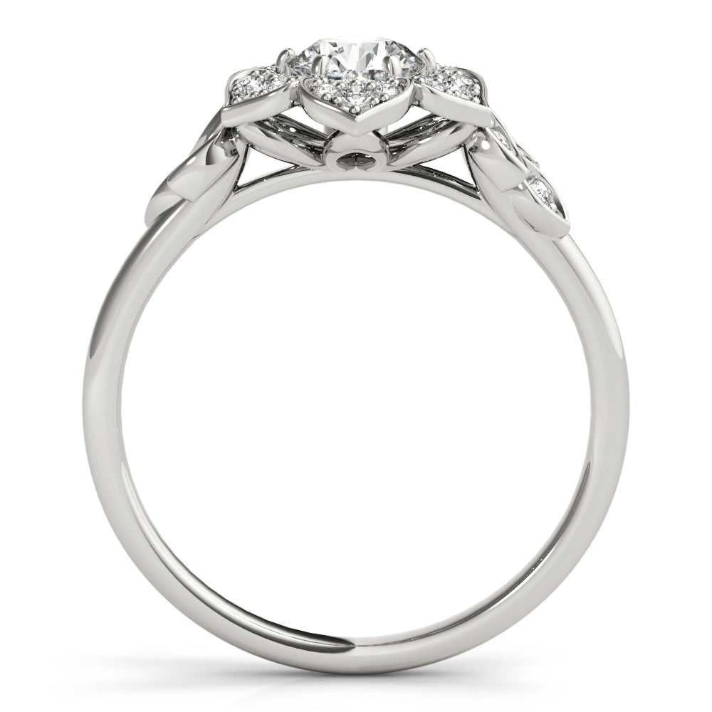 LUMEO Round Halo Diamond Engagement Ring Side View in Platinum 