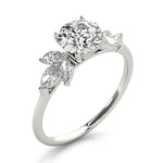 LUMEO Round Three Stone Diamond Engagement Ring Angle View in Platinum 