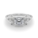LUMEO Cushion Three Stone Diamond Engagement Ring Set in Platinum 