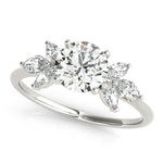 LUMEO Round Three Stone Diamond Engagement Ring Front View in Platinum 
