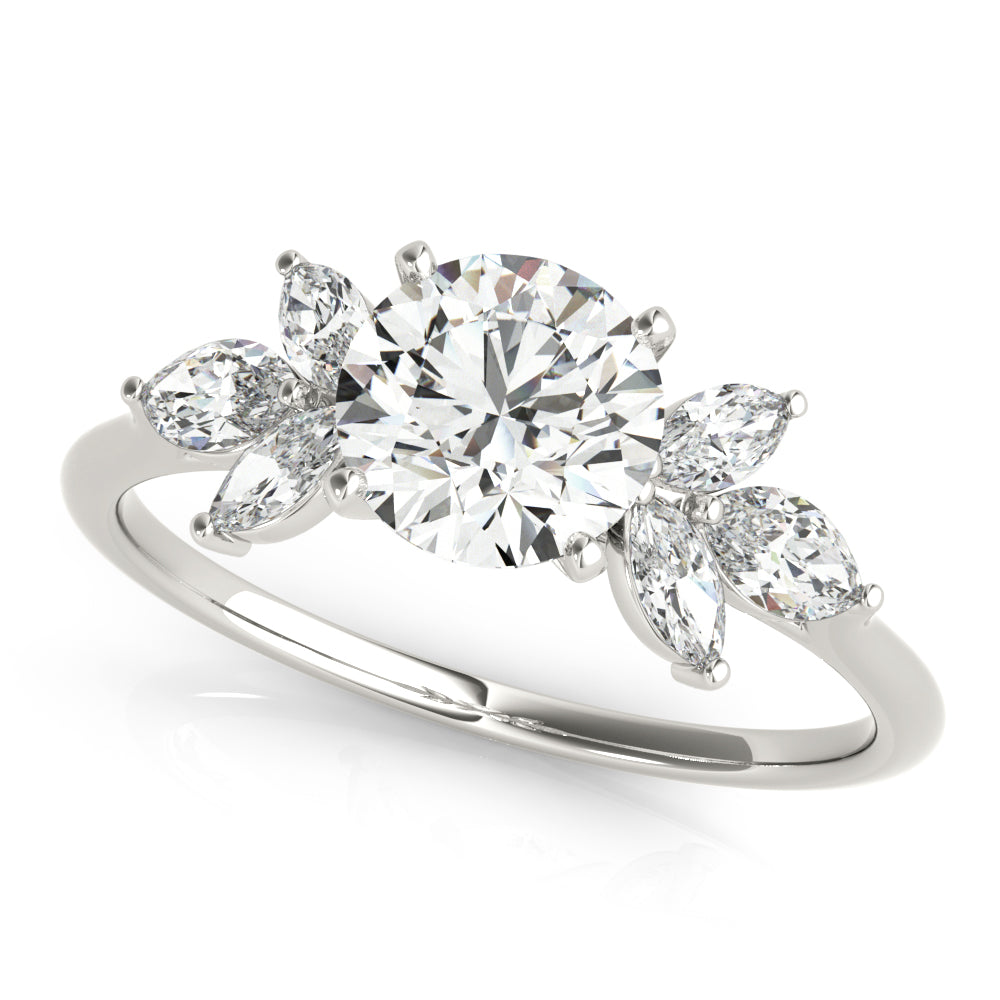 LUMEO Round Three Stone Diamond Engagement Ring Front View in Platinum 