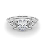 LUMEO Oval Three Stone Diamond Engagement Ring Set in Platinum 