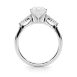 LUMEO Pear Three Stone Diamond Engagement Ring Side View in Platinum 