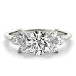 LUMEO Round Three Stone Diamond Engagement Ring Set in Platinum 