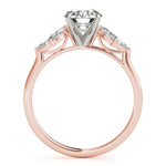 LUMEO Round Three Stone Diamond Engagement Ring Side View in 18k Solid Rose Gold 