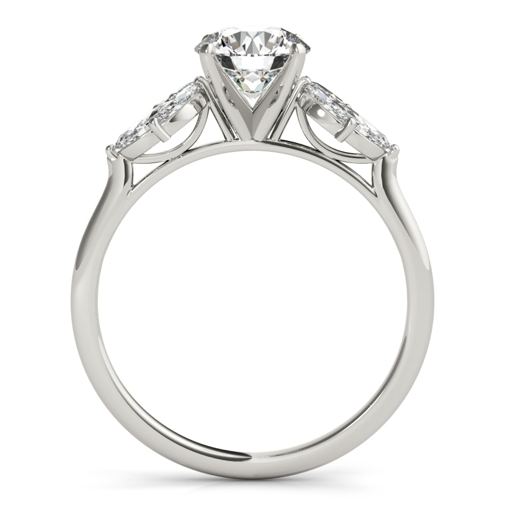 LUMEO Round Three Stone Diamond Engagement Ring Side View in Platinum 
