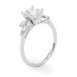 LUMEO Princess Three Stone Diamond Engagement Ring Angle View in Platinum 