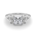 LUMEO Princess Three Stone Diamond Engagement Ring Set in Platinum 