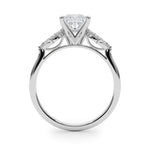 LUMEO Princess Three Stone Diamond Engagement Ring Side View in Platinum 