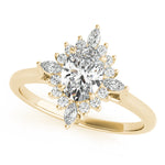 LUMEO Oval Halo Diamond Engagement Ring Front View in 18k Solid Yellow Gold 