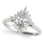 LUMEO Oval Halo Diamond Engagement Ring Front View in Platinum 