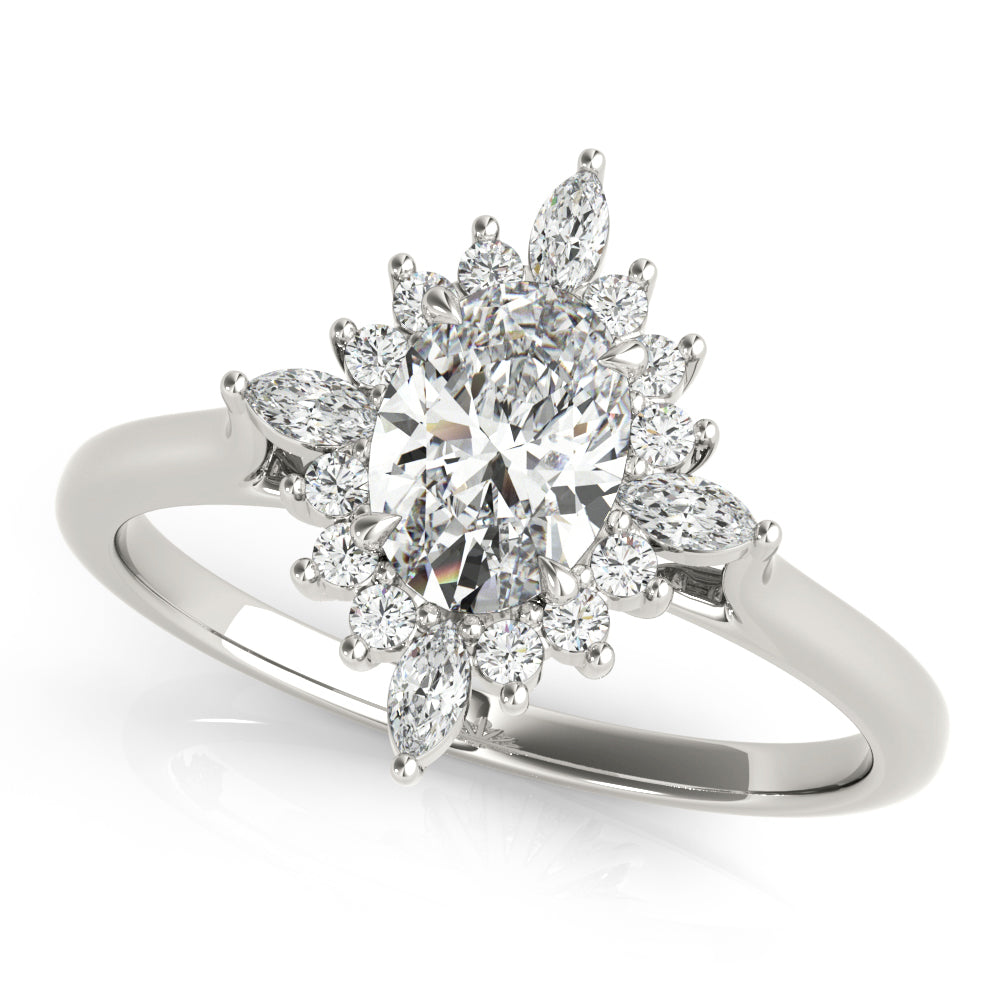 LUMEO Oval Halo Diamond Engagement Ring Front View in Platinum 