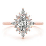 LUMEO Oval Halo Diamond Engagement Ring Set in 18k Solid Rose Gold 