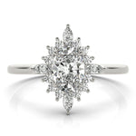 LUMEO Oval Halo Diamond Engagement Ring Set in Platinum 