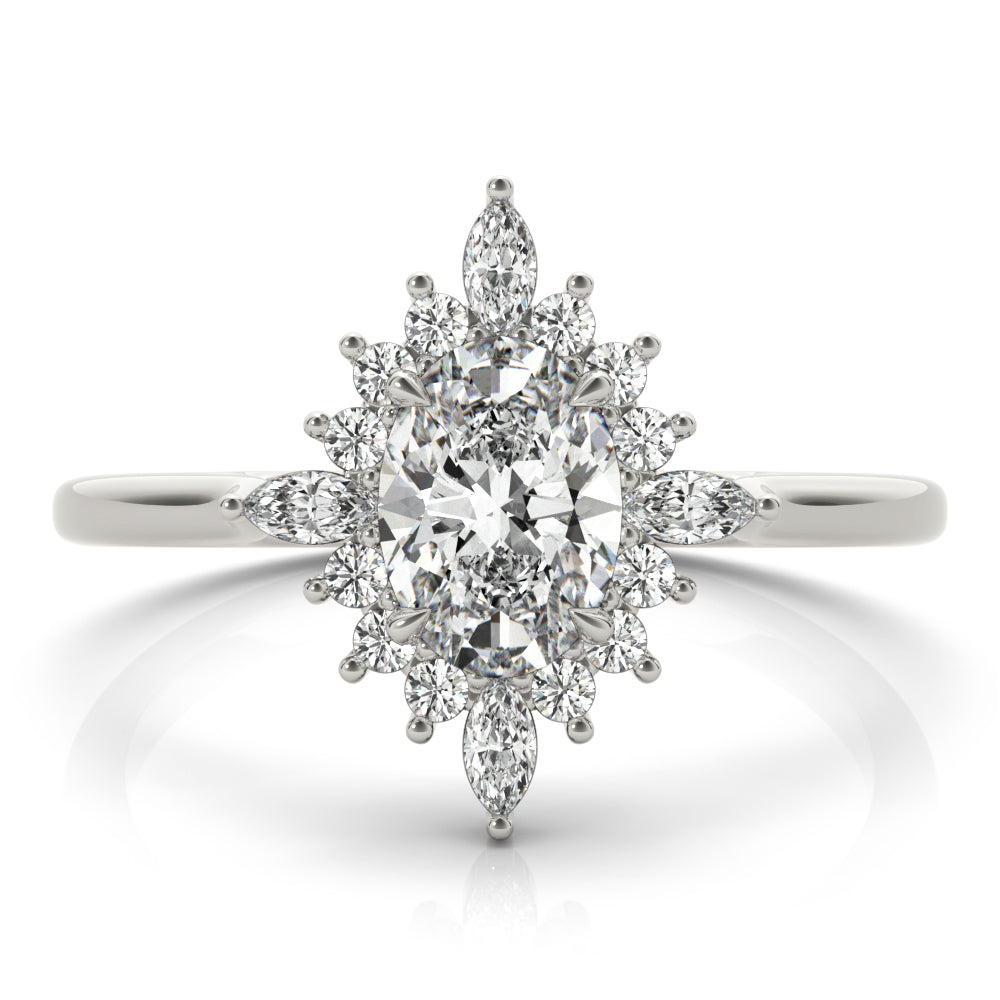 LUMEO Oval Halo Diamond Engagement Ring Set in Platinum 