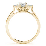 LUMEO Oval Halo Diamond Engagement Ring Side View in 18k Solid Yellow Gold 