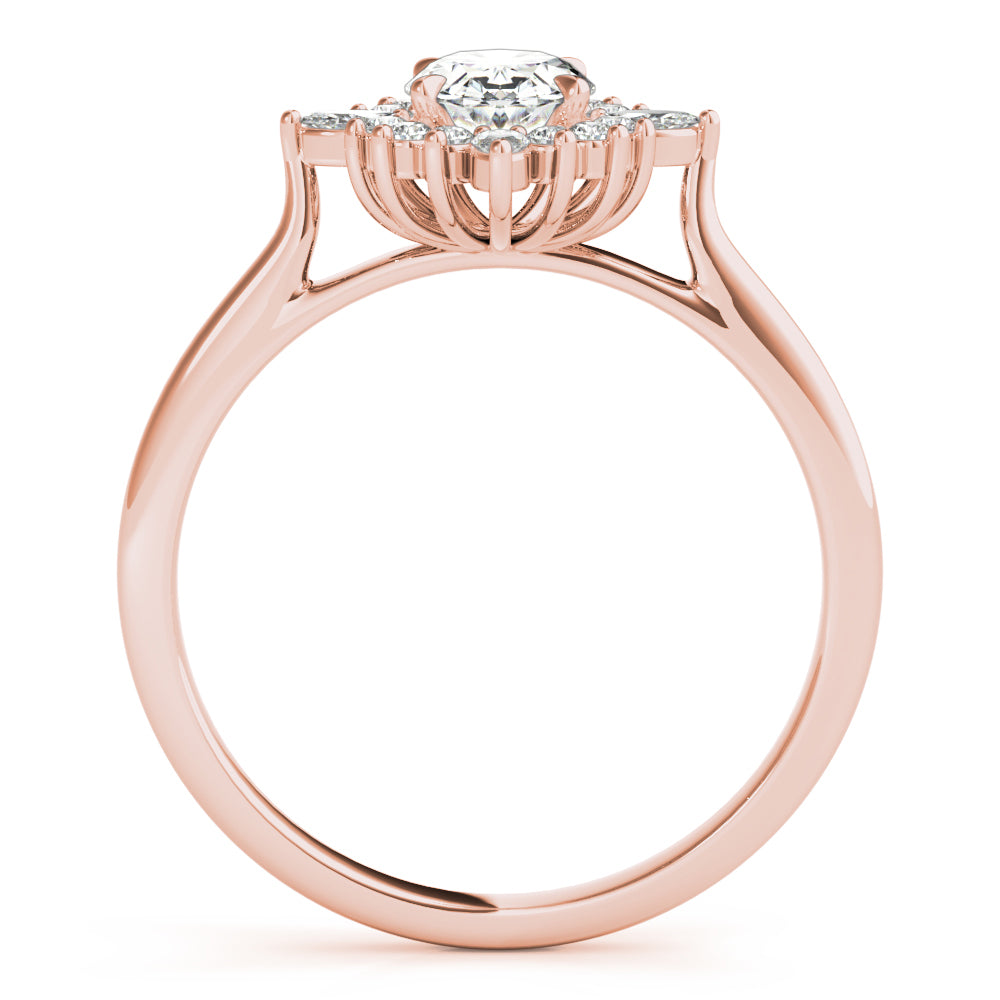 LUMEO Oval Halo Diamond Engagement Ring Side View in 18k Solid Rose Gold 