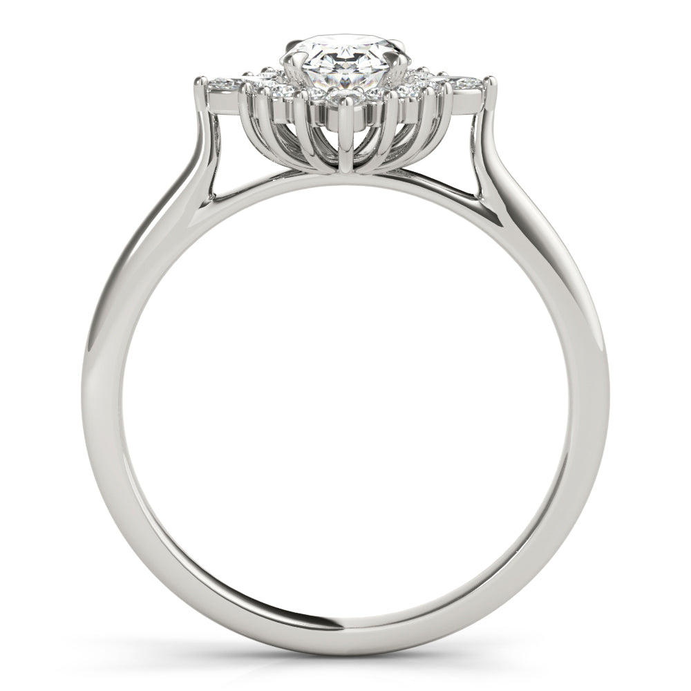 LUMEO Oval Halo Diamond Engagement Ring Side View in Platinum 