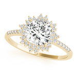 LUMEO Round Halo Diamond Engagement Ring Front View in 18k Solid Yellow Gold 