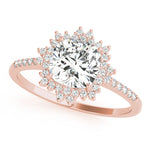 LUMEO Round Halo Diamond Engagement Ring Front View in 18k Solid Rose Gold 