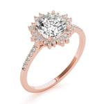 LUMEO Round Halo Diamond Engagement Ring Angle View in 18k Solid Rose Gold 