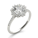 LUMEO Round Halo Diamond Engagement Ring Angle View in Platinum 