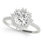 LUMEO Round Halo Diamond Engagement Ring Front View in Platinum 
