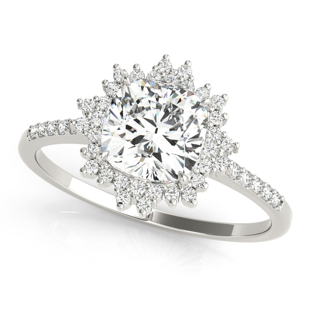 LUMEO Round Halo Diamond Engagement Ring Front View in Platinum 