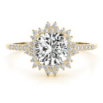 LUMEO Round Halo Diamond Engagement Ring Set in 18k Solid Yellow Gold 