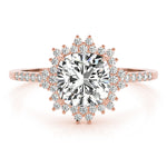 LUMEO Round Halo Diamond Engagement Ring Set in 18k Solid Rose Gold 