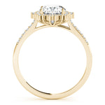 LUMEO Round Halo Diamond Engagement Ring Side View in 18k Solid Yellow Gold 