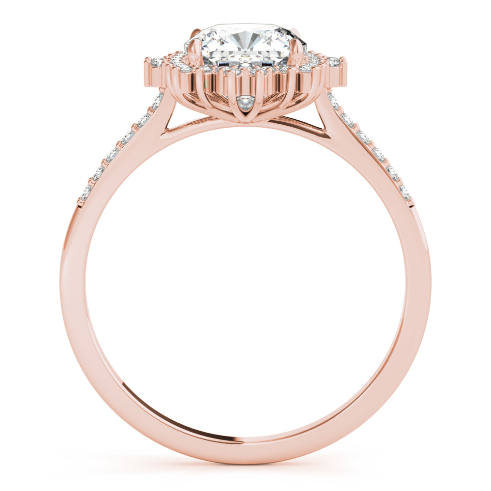 LUMEO Round Halo Diamond Engagement Ring Side View in 18k Solid Rose Gold 
