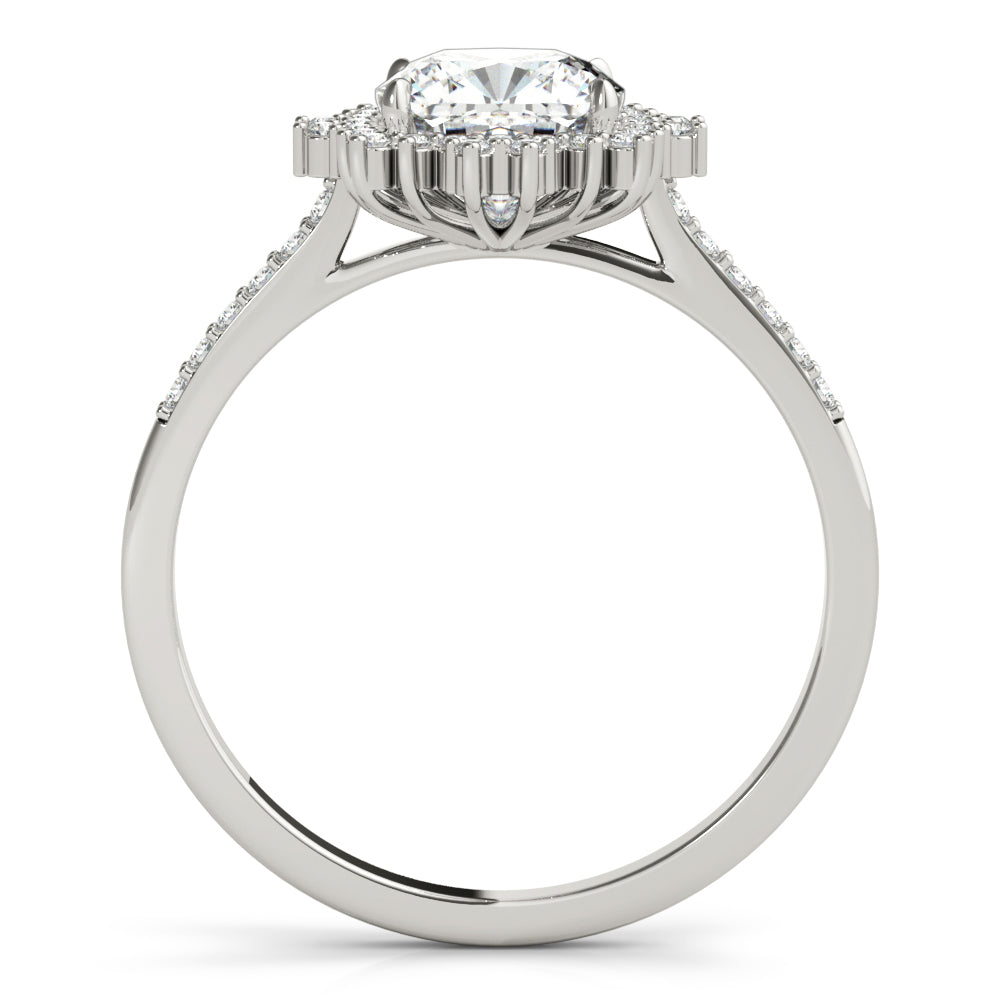 LUMEO Round Halo Diamond Engagement Ring Side View in Platinum 