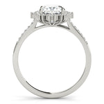 LUMEO Round Halo Diamond Engagement Ring Side View in Platinum 