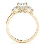 LUMEO Emerald Three Stone Diamond Engagement Ring Side View in 18k Solid Yellow Gold 