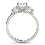 LUMEO Emerald Three Stone Diamond Engagement Ring Side View in Platinum 