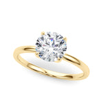 LUMEO Round Solitaire Diamond Engagement Ring Front View in 18k Solid Yellow Gold 