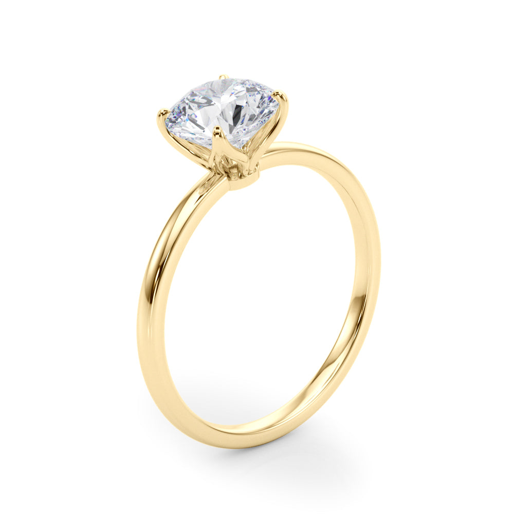 LUMEO Round Solitaire Diamond Engagement Ring Angle View in 18k Solid Yellow Gold 