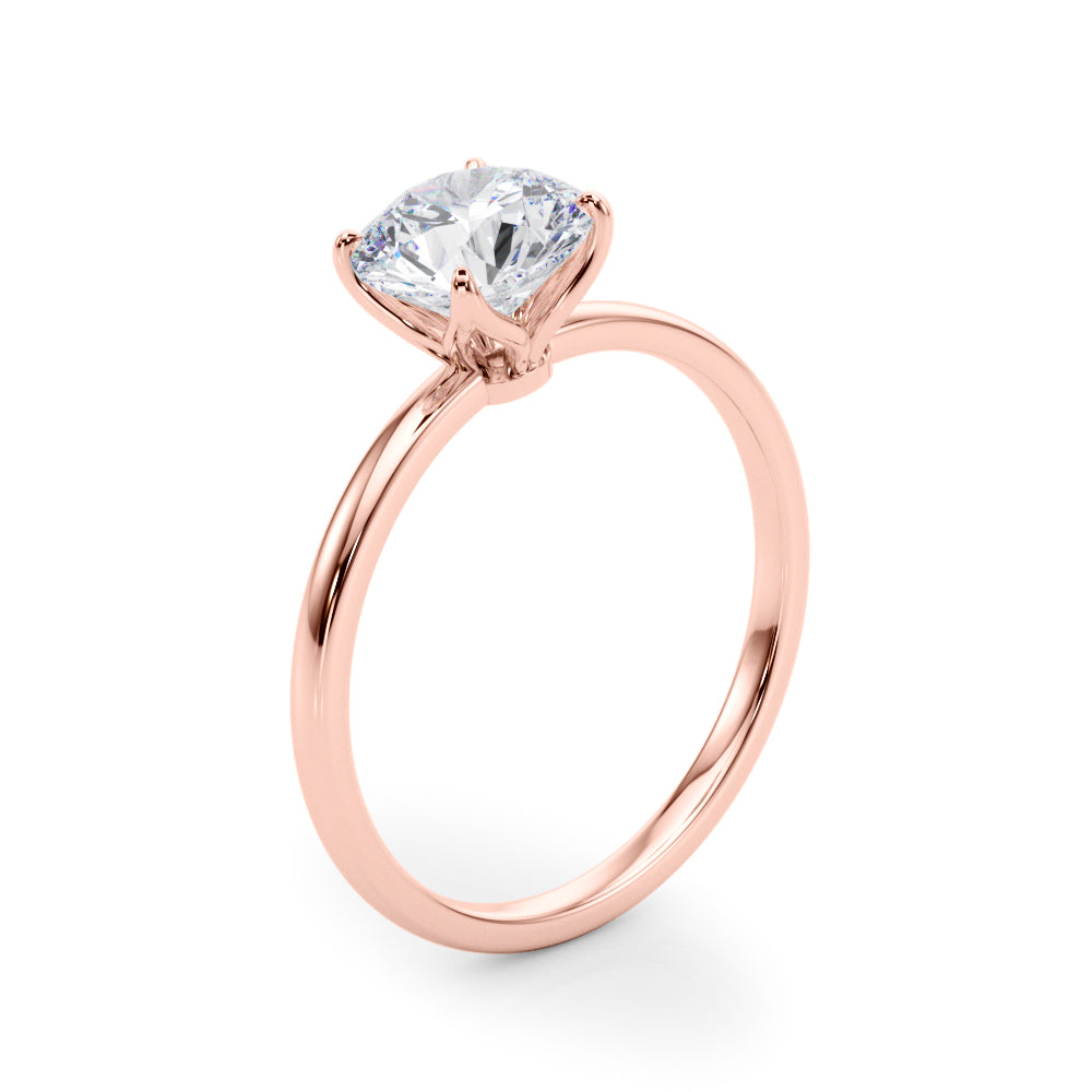 LUMEO Round Solitaire Diamond Engagement Ring Angle View in 18k Solid Rose Gold 